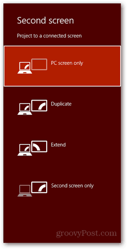  Windows 8 bližnjica na tipkovnici povežite novo zaslonsko okno zaslona računalnik dvojnik razširite samo drugi zaslon