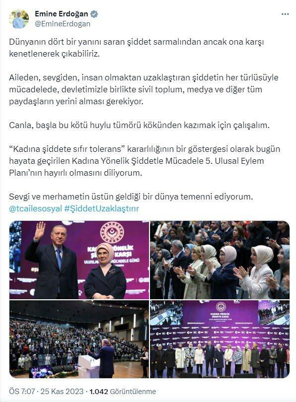 Prva dama Erdoğan o dnevu nasilja nad ženskami