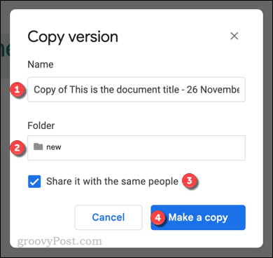 Kopiranje različice datoteke Google Dokumentov