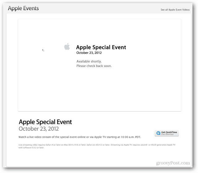 Apple Pretaka poseben dogodek na spletni strani Apple.com, danes