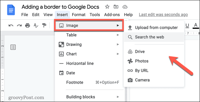 Vstavljanje slike v Google Dokumente