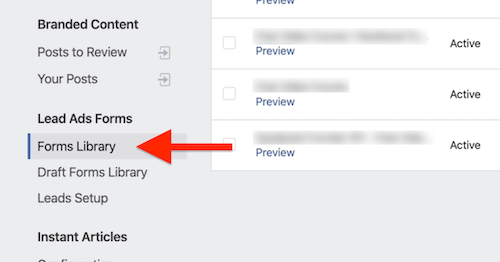Možnost knjižnice obrazcev v orodjih za objavo Facebook