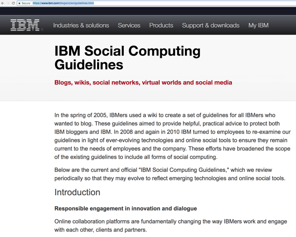 IBM-ove smernice za socialno računalništvo pomagajo zaposlenim, da sodelujejo s svojo publiko za ozaveščanje in iskanje možnih kupcev. 