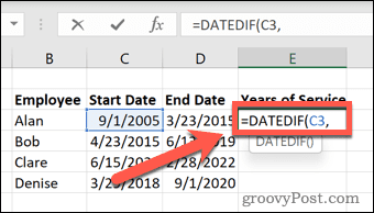 excel datedif začetni datum