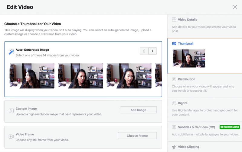 facebook prenos v živo možnost urejanja videa z izbiro samodejno ustvarjene sličice