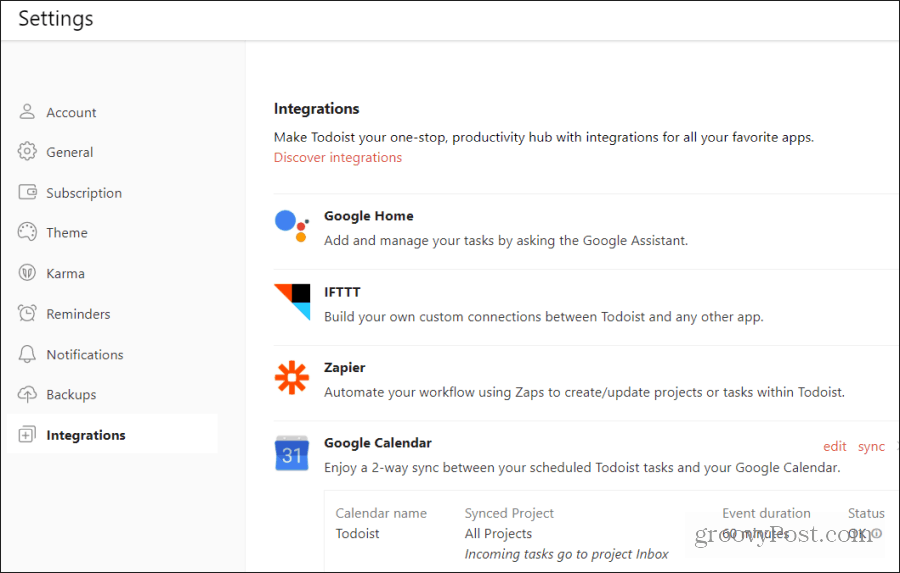 integracija koledarja todoist google