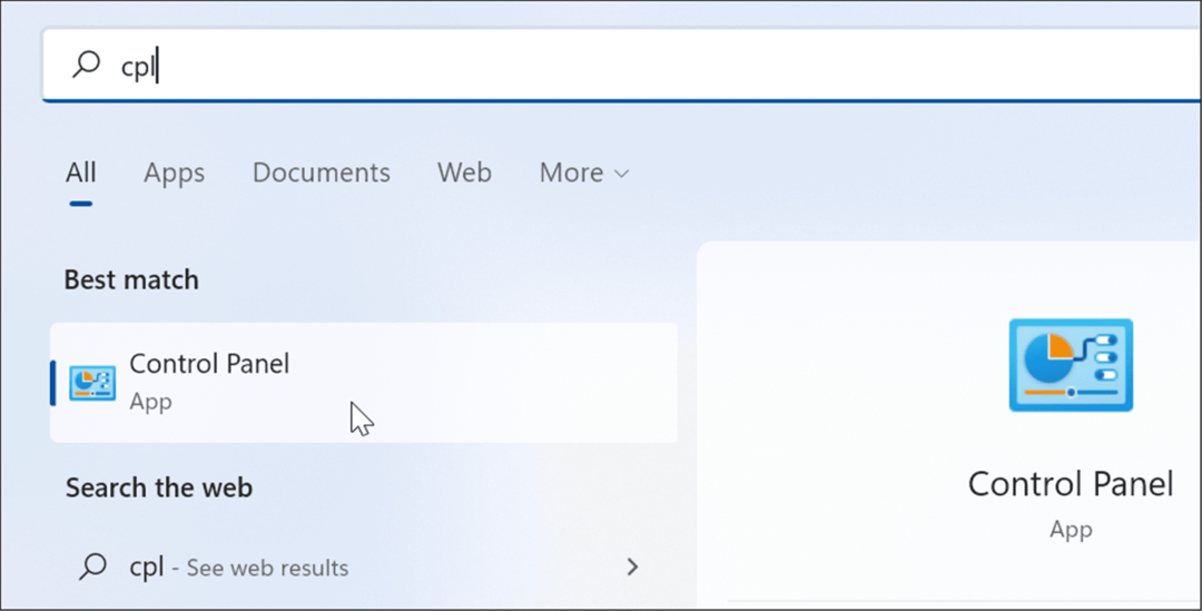nadzorna plošča Windows 11 iskanje