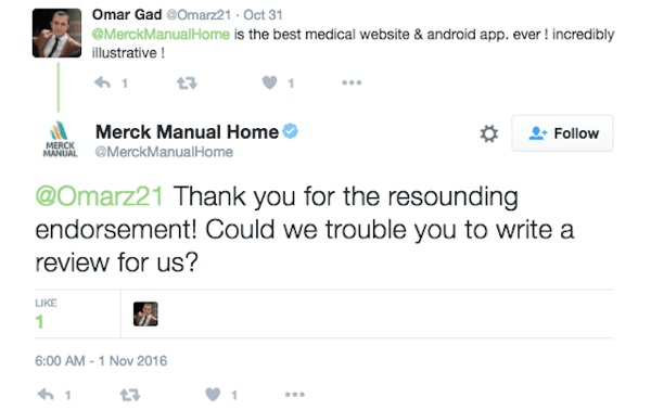 Merck Manual Home stranko spodbuja, da pusti oceno za svojo aplikacijo.