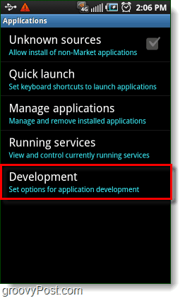 Nastavitve aplikacij za razvoj Android