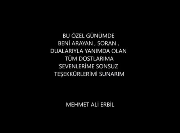 Mehmet Ali Erbil sporočilo