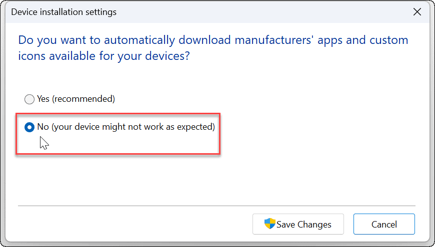 Onemogoči samodejno namestitev gonilnikov v sistemu Windows 11
