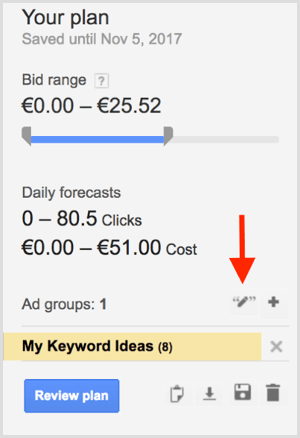Vrsta ujemanja načrtovalnika ključnih besed Google AdWords