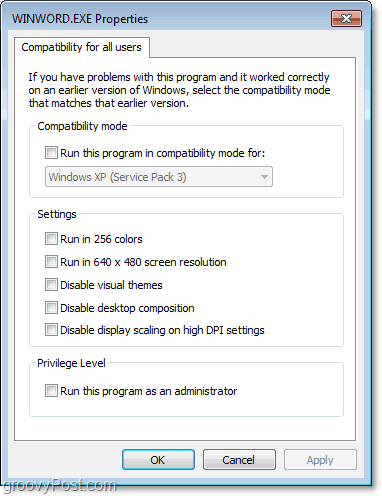 kako prilagoditi nastavitve združljivosti za vse uporabnike sistema Windows 7