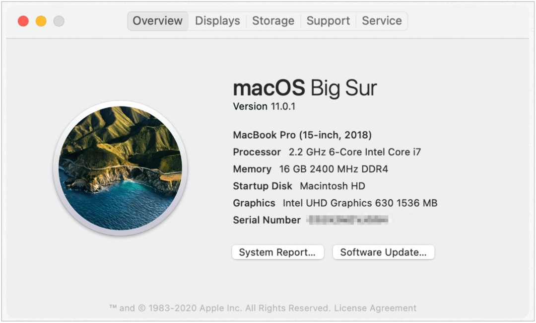 Primer različice Mac