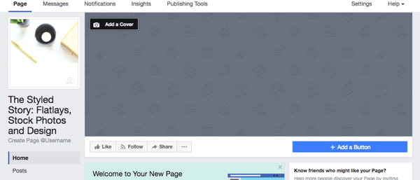 Sliko profila naložite na novo poslovno stran v Facebooku.