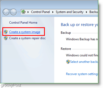 Windows 7: ustvarite povezavo do sistemske slike