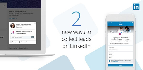LinkedIn je predstavil dva nova načina za zbiranje potencialnih strank z novimi obrazci za sponzorirane vsebine LinkedIn.