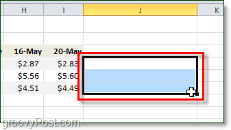 Izberite celice za peneče vrhove excel 2010