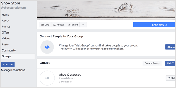 Facebook dodajte zavihek Skupine