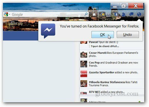 facebook messenger za obveščanje o firefoxu