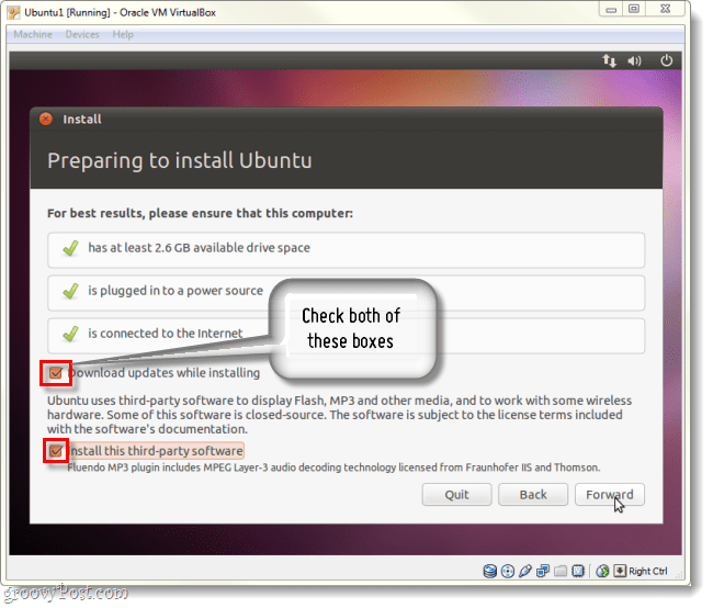 naložite posodobitve in namestite programsko opremo drugih proizvajalcev na namestitev ubuntu