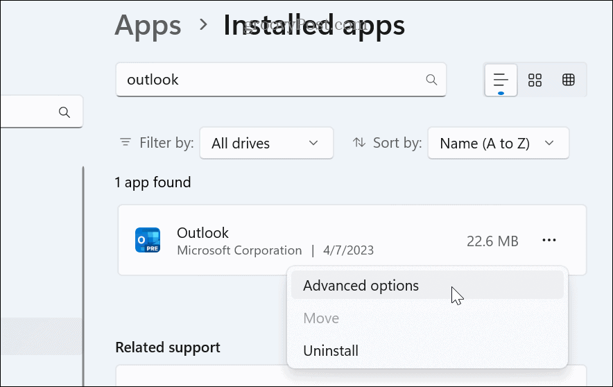 windows 11 glejte nameščene aplikacije