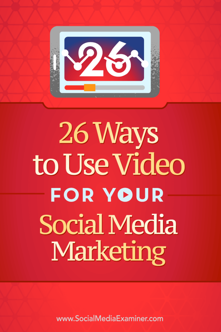 Nasveti o 26 načinih uporabe videoposnetkov v svojem socialnem marketingu.