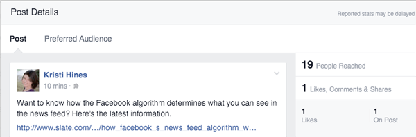podrobnosti objave o optimizaciji občinstva na facebooku