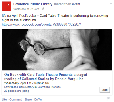 dogodek javne knjižnice lawrence facebook post