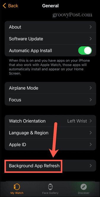 osvežitev aplikacije v ozadju apple watch