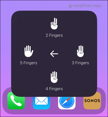 pomočni dotik izberite število prstov