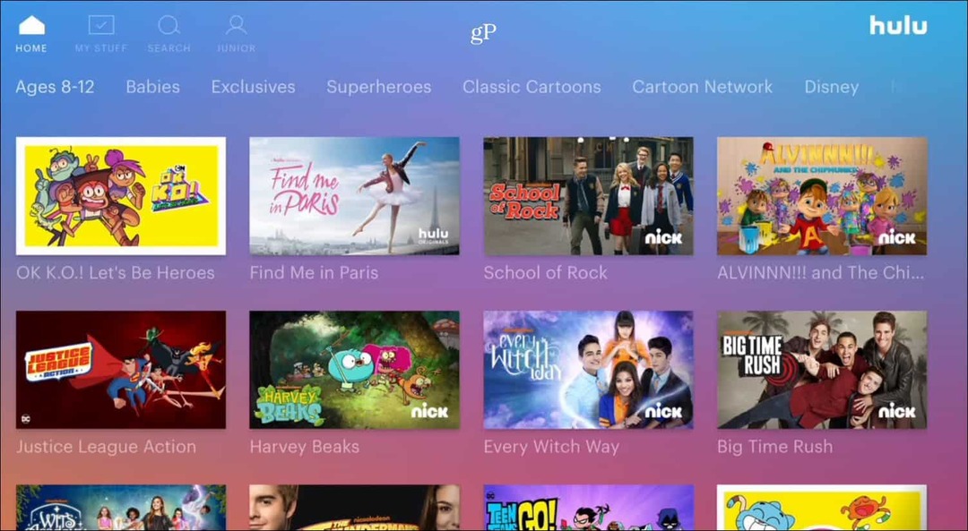 Hulu Otroški profil Apple TV