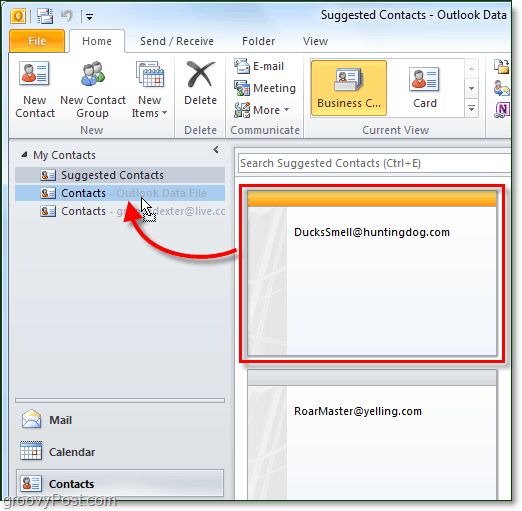 Kako najti in dodati neshranjene stike programa Outlook 2010