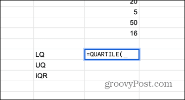 spodnji kvartil google sheets