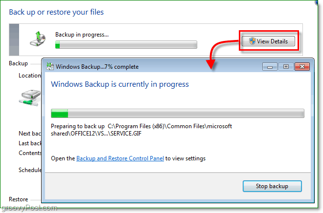 Varnostno kopiranje za Windows 7 - varnostno kopiranje lahko traja nekaj časa