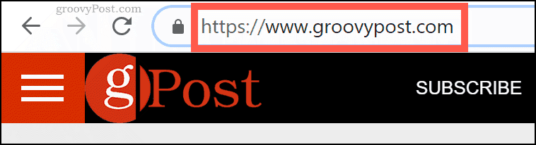 Ime domene groovyPost.com v URL-jevi vrstici Chrome
