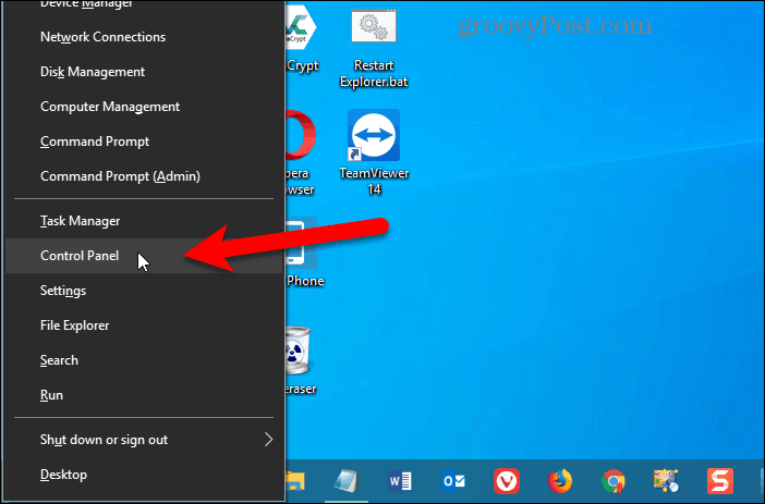 Nadzorna plošča je dodana v meni Win + X v sistemu Windows 10