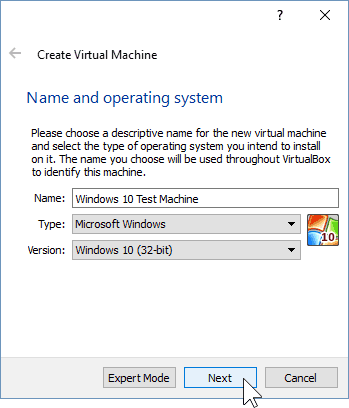 02 Poimenujte nov virtualni stroj (namestitev sistema Windows 10)
