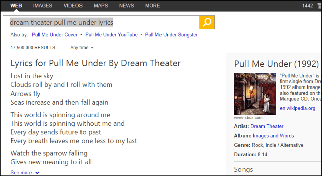 Google Copies Bing, v rezultate iskanja doda besedila pesmi
