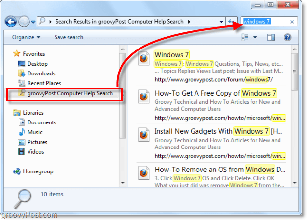 za iskanje oddaljene lokacije znotraj sistema Windows 7, ki dejansko ni del vašega sistema, uporabite iskalni priključek na seznamu priljubljenih