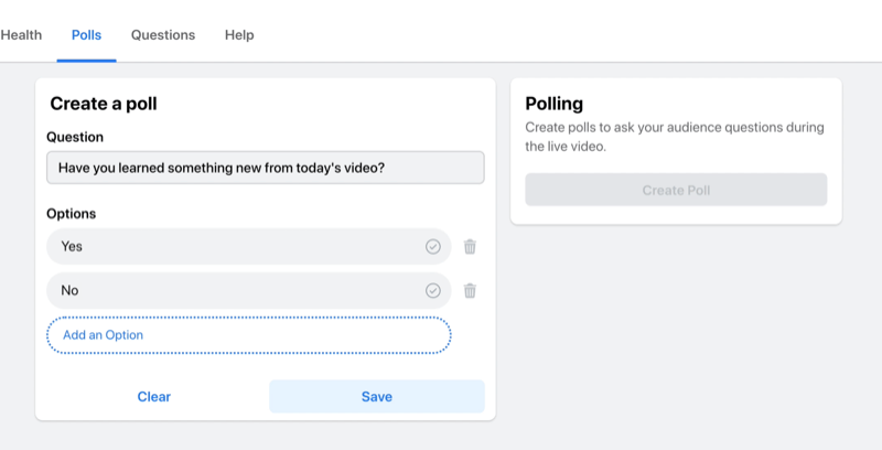facebook možnost pretočnega predvajanja v živo za ustvarjanje ankete