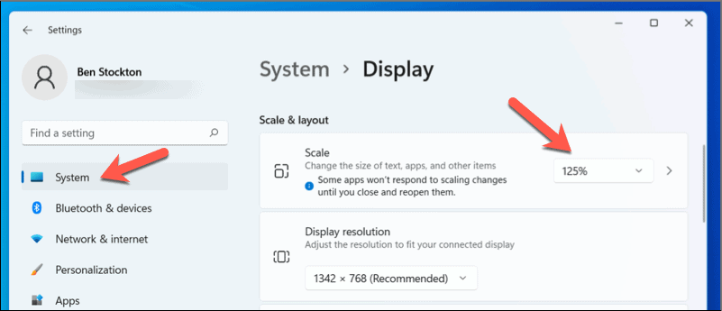 Spremenite lestvico v sistemu Windows 11