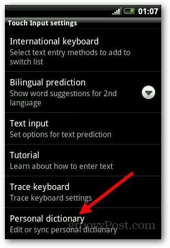 Dodaj slovar Android 4