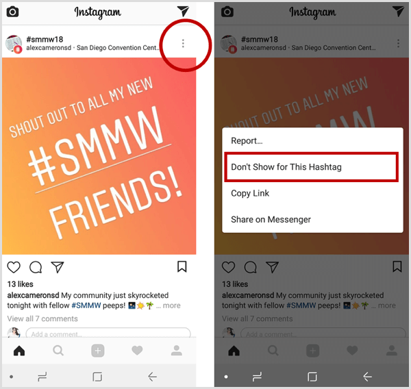 Instagram objave ne prikazujejo tega hashtaga