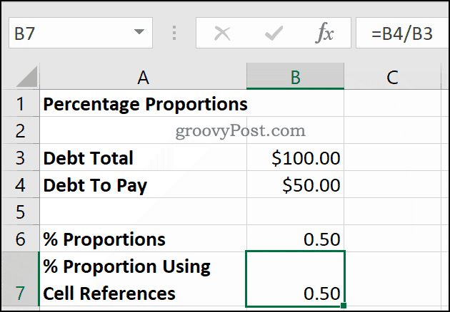 Izračun odstotkov v deležih z uporabo Microsoft Excel