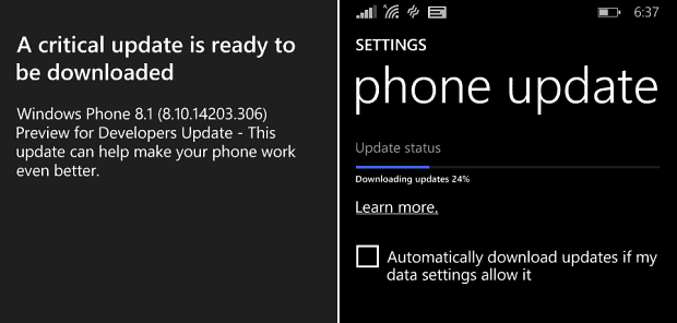 Posodobitev sistema Windows Phone
