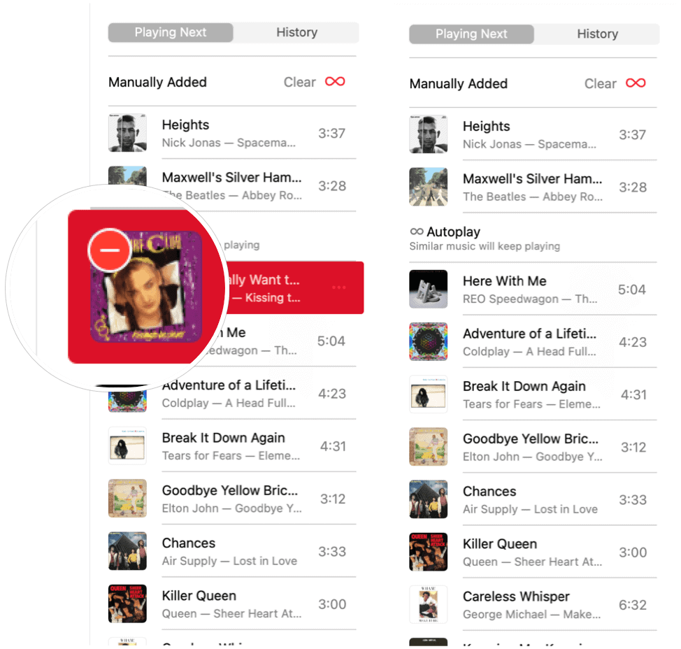Apple Music Autoplay odstrani pesem