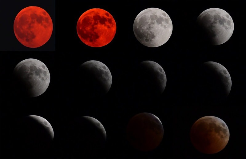 v fazi luninega mrka lahko opazimo v različnih barvah