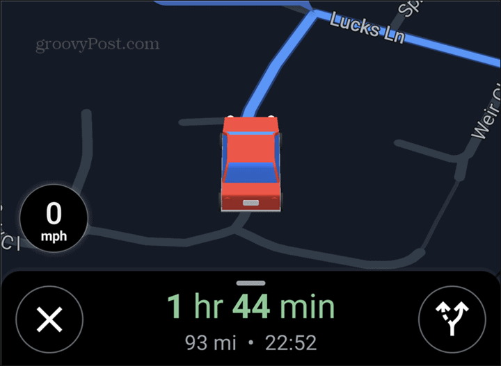 Simbol avtomobila Google Maps rdeč