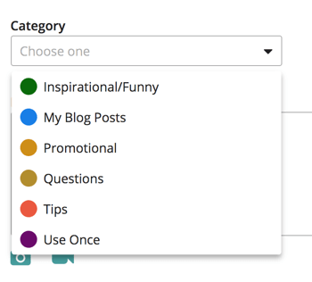 V MeetEdgar izberite kategorijo za svojo vsebino.
